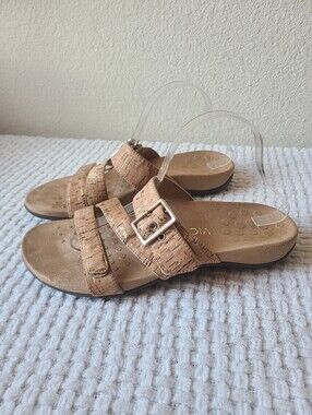 Vionic Dorie Women’s Cork-Style Slip-On Sandals with Buckle Size 11